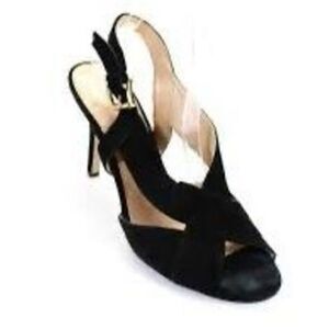 Michael by Michael Kors Women’s Size 10 Suede Peep Toe Slingback Heels Black